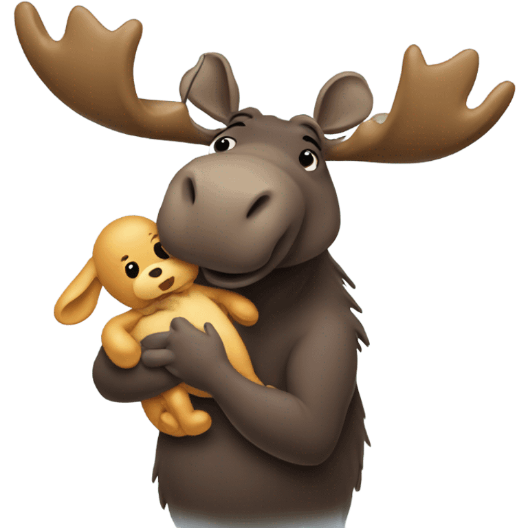 Live moose holding a baby doll emoji