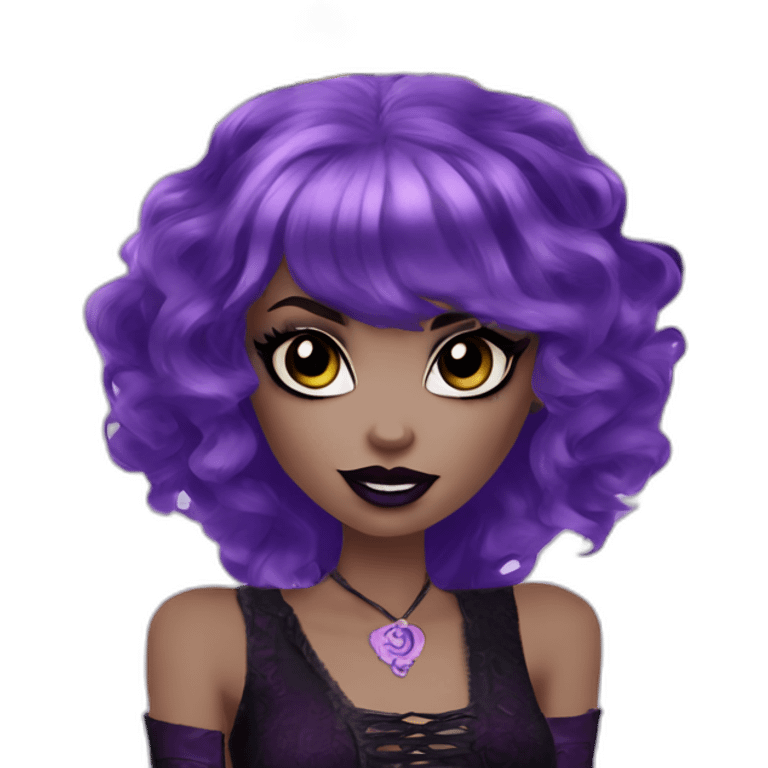 Elissabatmonsterhigh-with-bangs-long-hair-dark-plumpurple-and-black-vampire-goth-makeup-pinkeyes-romanticgothcloses- emoji