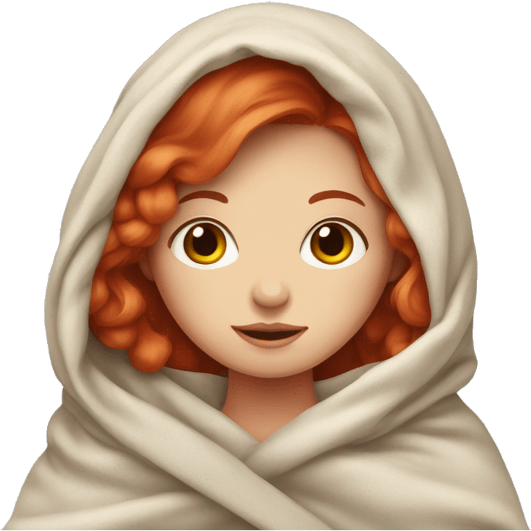 Fair skin red head girl in blanket  emoji