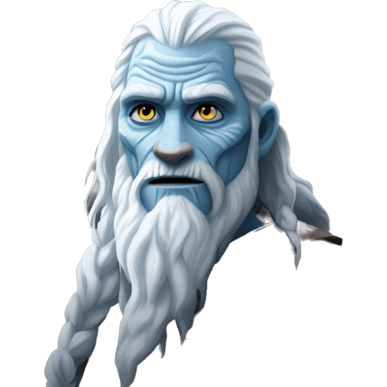 A whitewalker from Game of Thrones walking up the side of a mountain. emoji