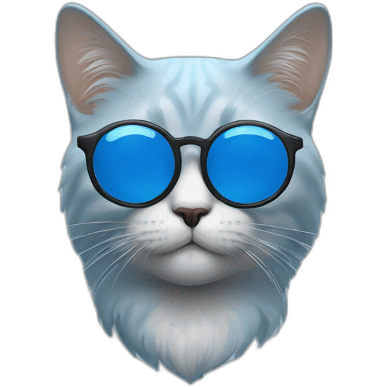 Un chat bleu avec des lunettes emoji