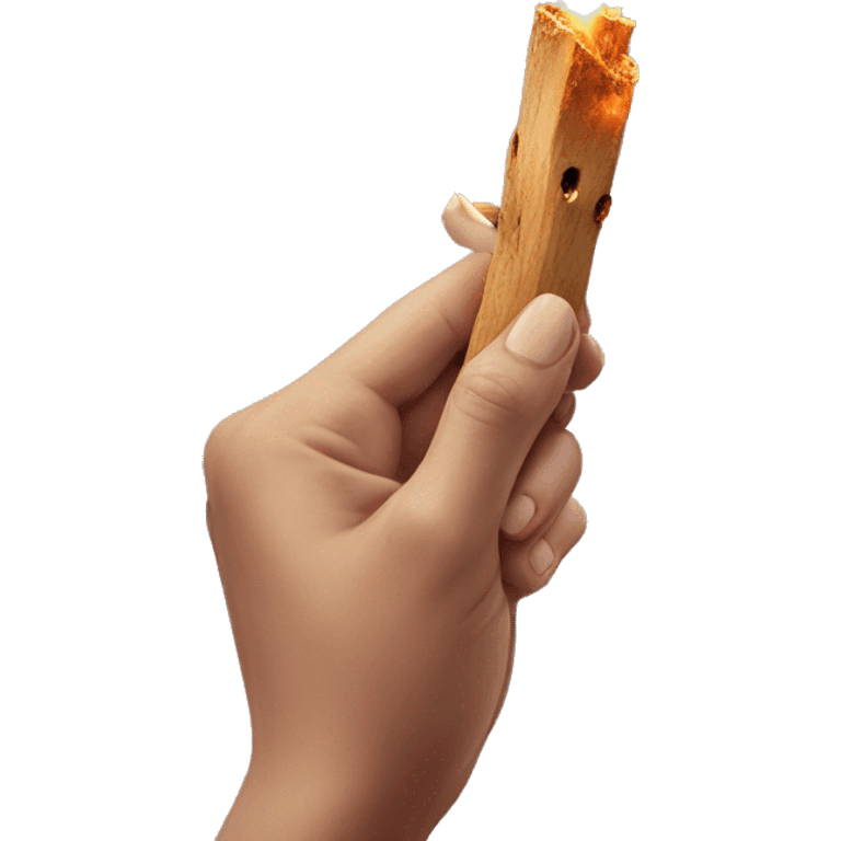 aesthetic feminine hand holding smoking palo santo realistic soft textures emoji