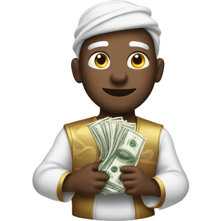 genie holding the big stack of money strong emoji