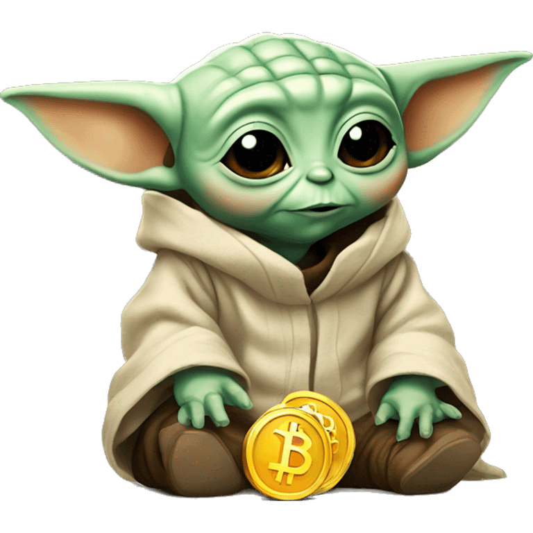 Baby Yoda likes bitcoins emoji