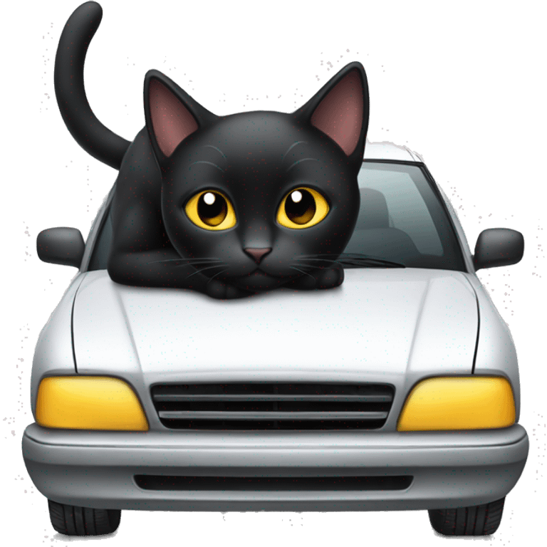 black cat on the white car emoji