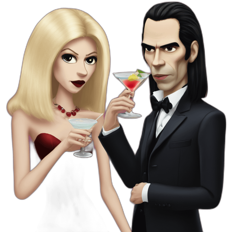 blonde vampire wife and nick cave drinking martinis emoji