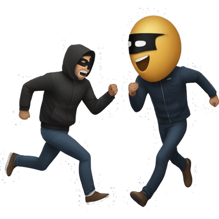 a man getting chased by another masked man emoji