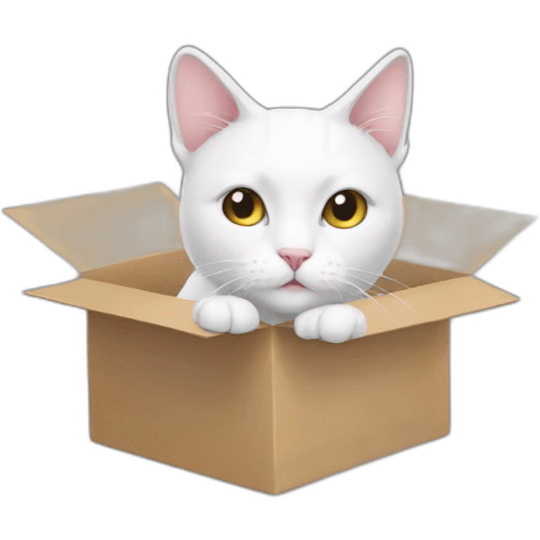 white cat in a box emoji