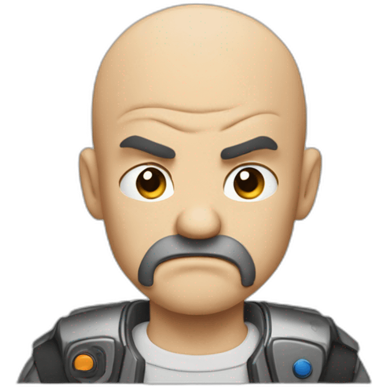 a bald man plays a console videogame and gets angry emoji