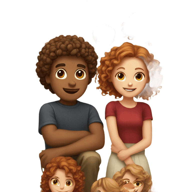 red curly boy and brown haired girl emoji