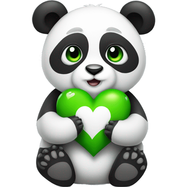 Panda with green heart emoji