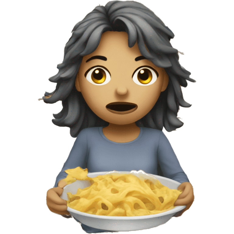 messy woman eating emoji