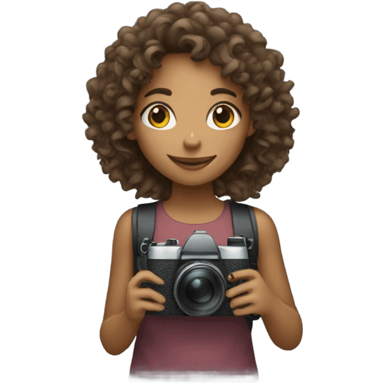 Curly girl with a camara emoji