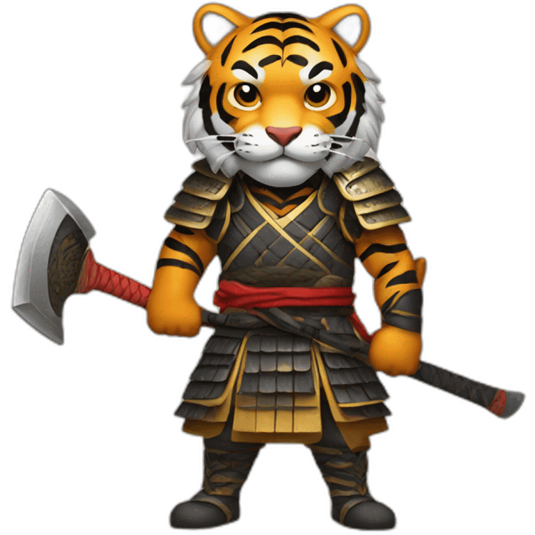 Tiger samurai holding axe emoji