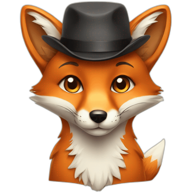 cute fox with french hat emoji