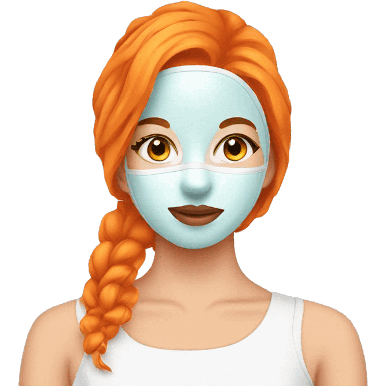 Girl with orange hair with face mask spa beauty full face relaxing emoji