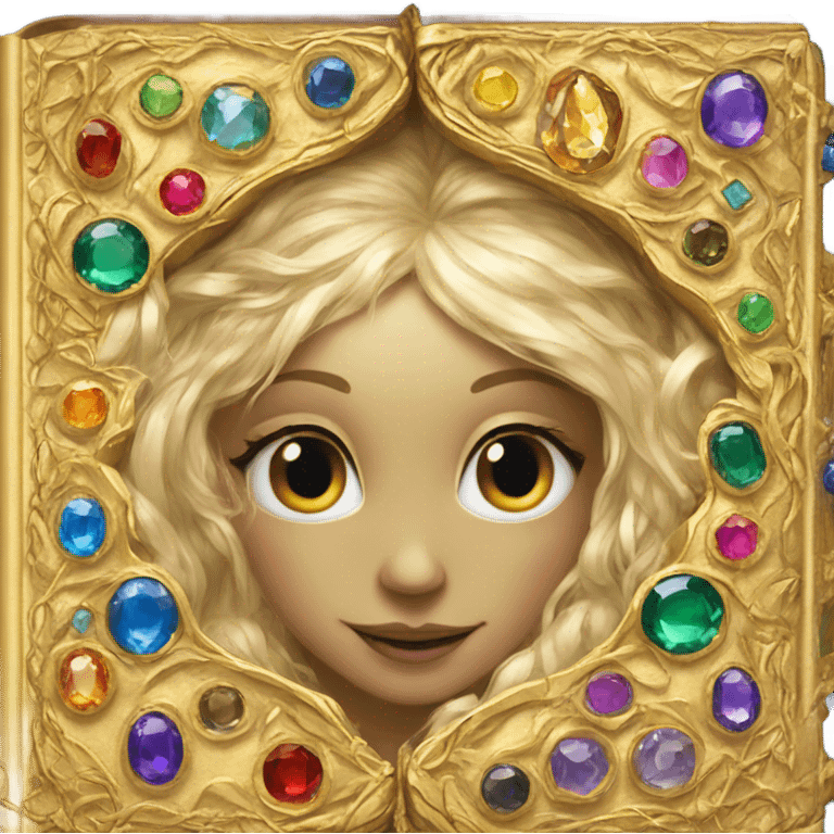 Golden fairytail book with gemstones emoji