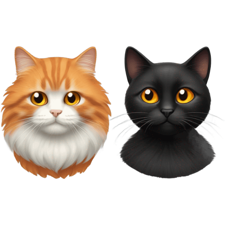 Orange cat and Black fluffy cat as worriers emoji