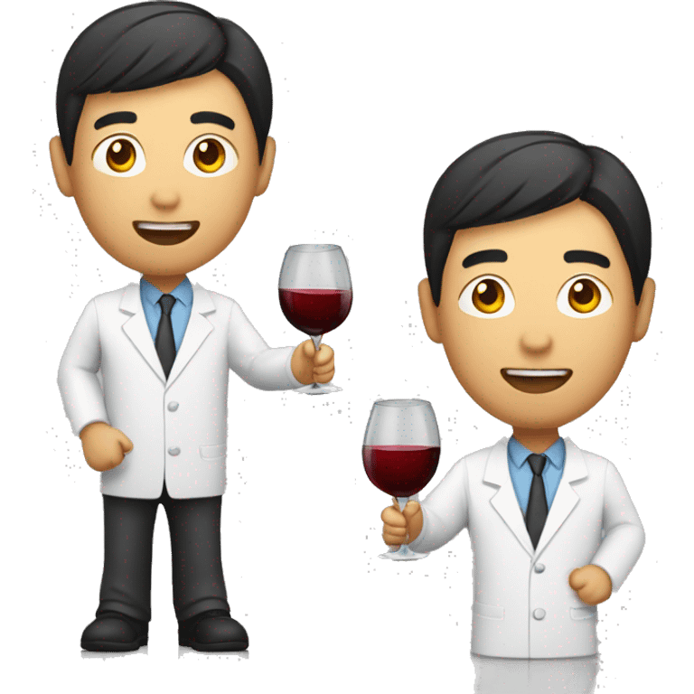 Handsome Asian male Dr drinking wine emoji