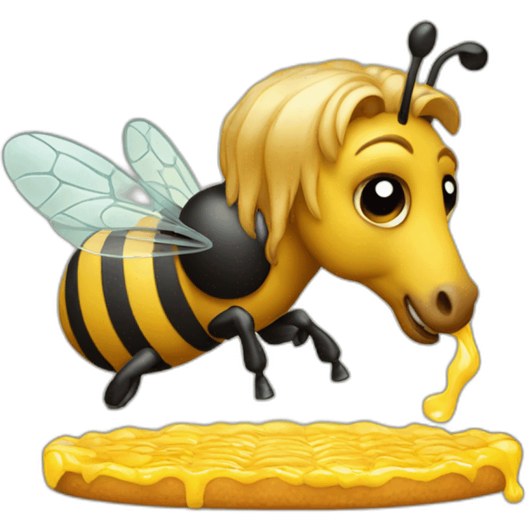 Bee rinding a horse while eating emoji