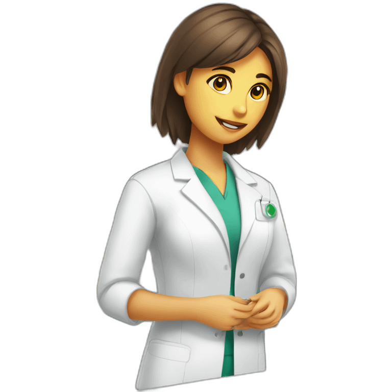 Chica joven trabajando en una farmacia emoji