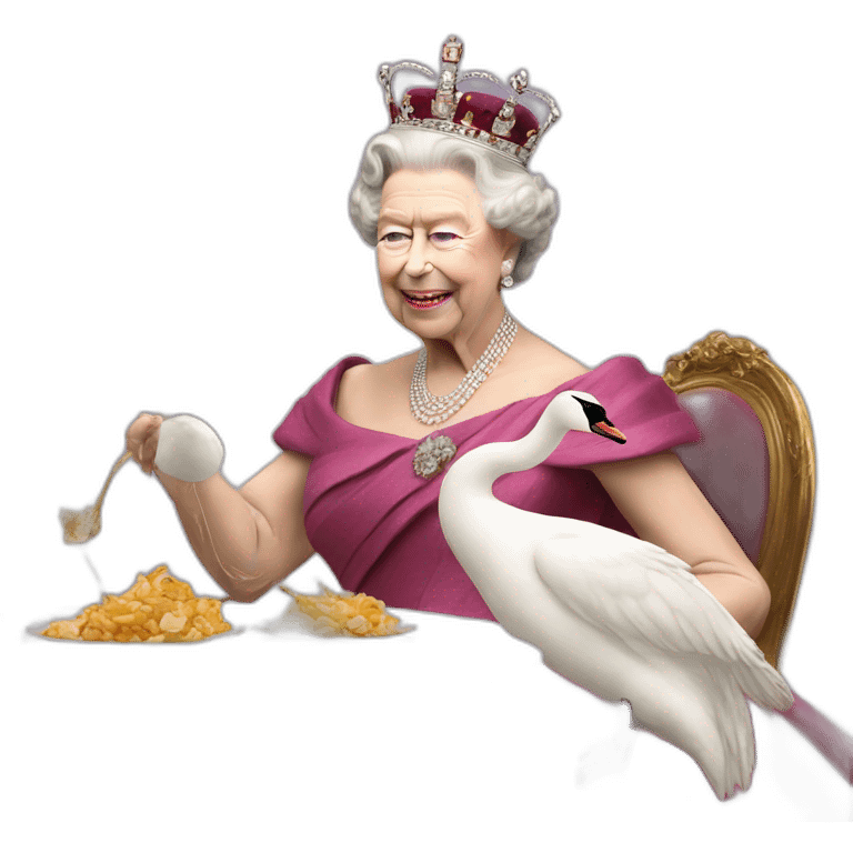 Queen Elizabeth II eating a swan emoji