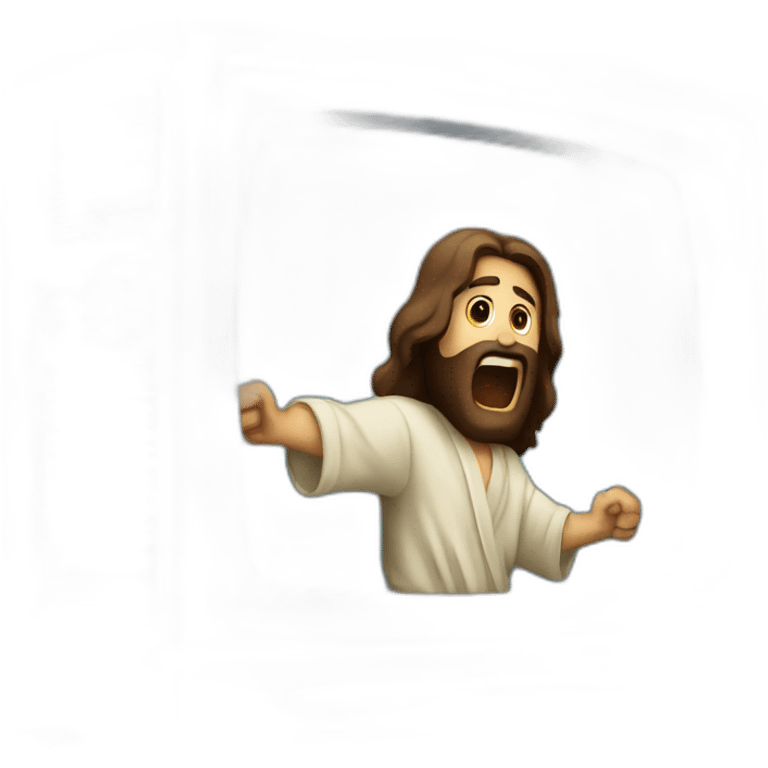 jesus christ smashing a tv emoji