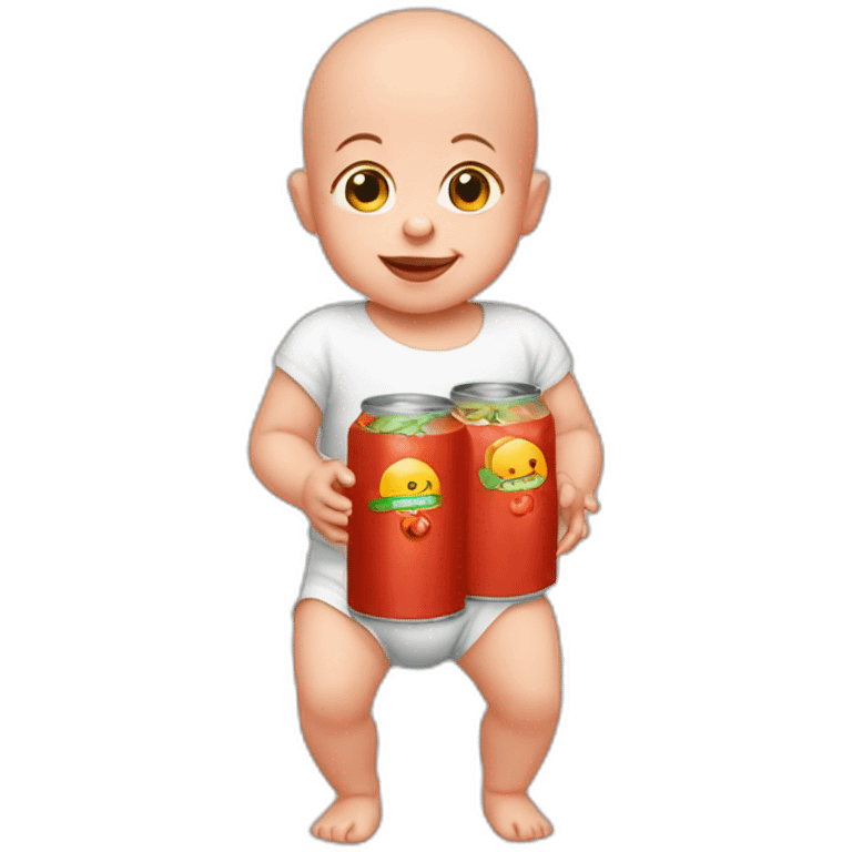 bald baby with canned tomato juice in each hand emoji