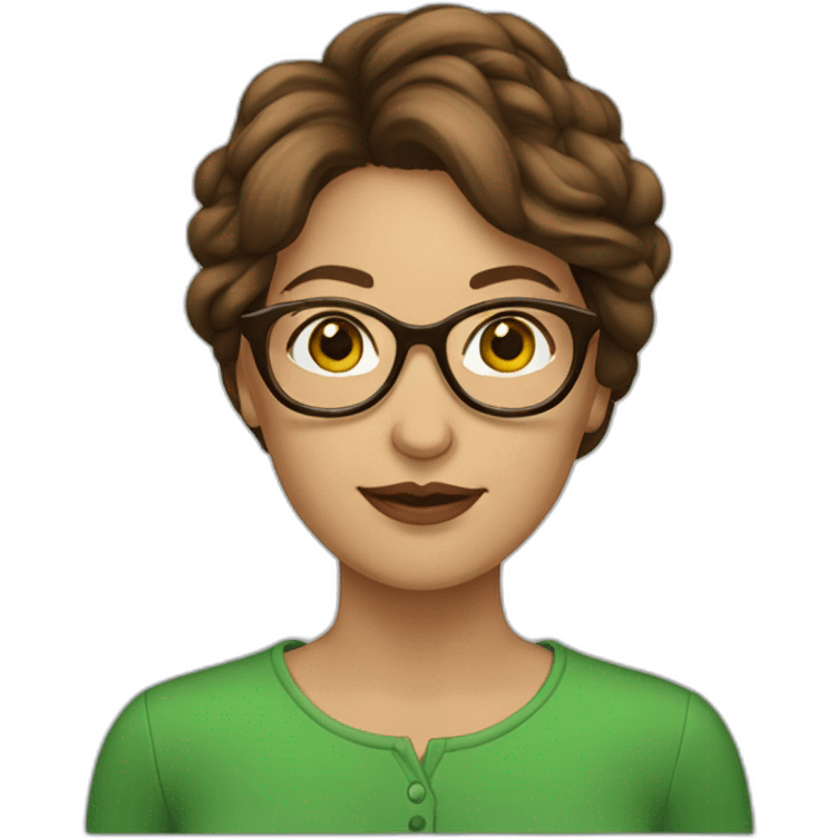 woman-brown-hair-Green-round-glasses emoji