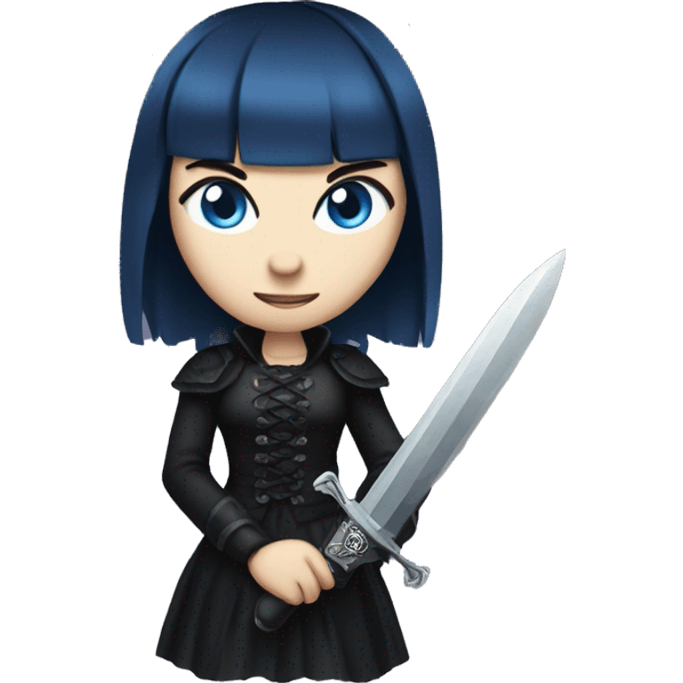 goth girl with blue eyes holding dagger emoji