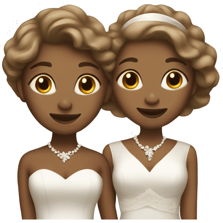 Two light brown women getting married  emoji