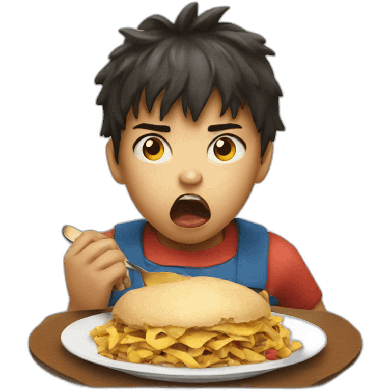 Angry child eating emoji