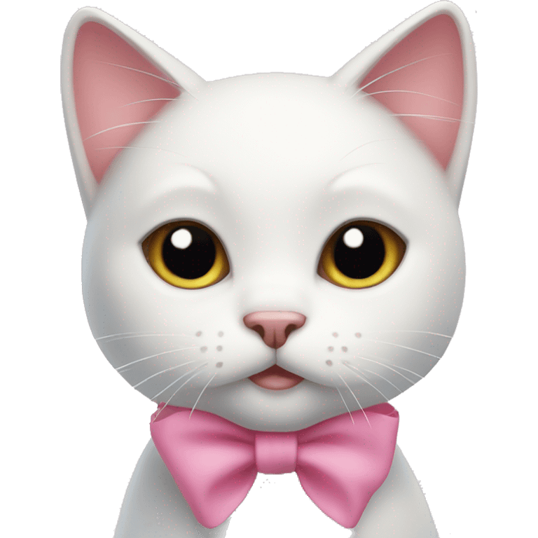 cute white cat with pink bows emoji