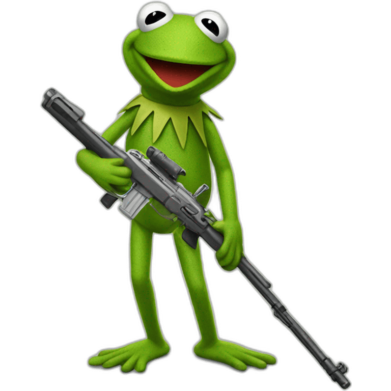 kermit the frog with a weapon emoji