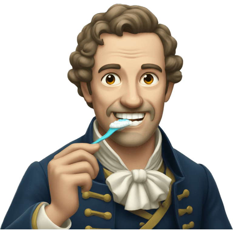 british man from 1800 brushing teeth emoji