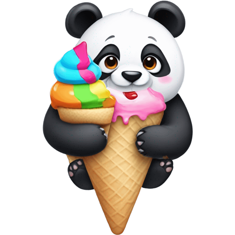 Panda eating ice cream emoji