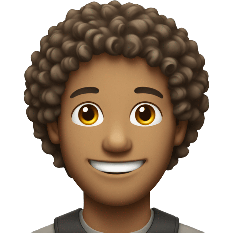 Smiling curly haired man emoji