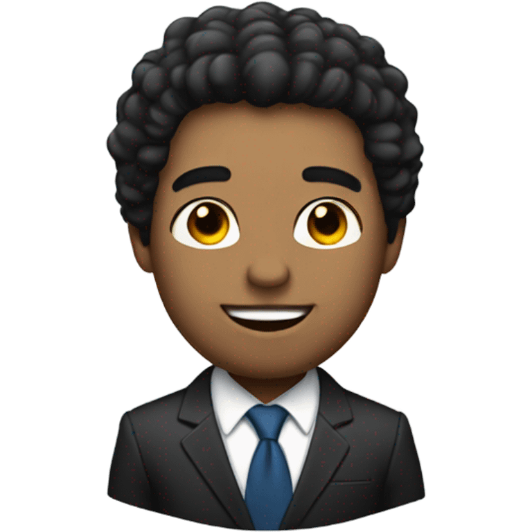 businessman black fluffy straight hair emoji