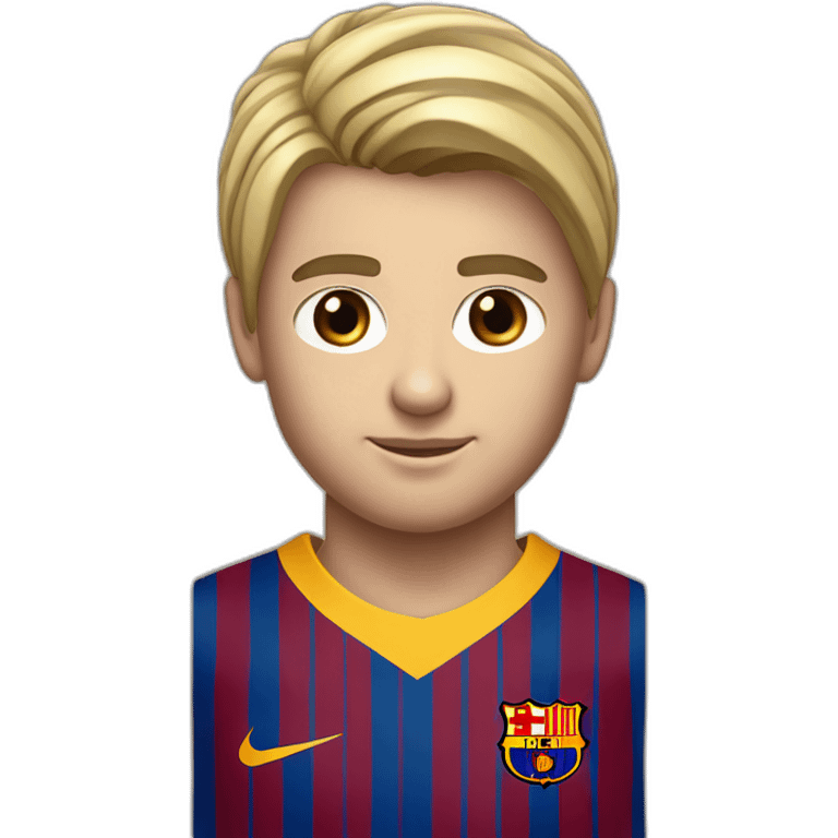 Barcelona player's shirt number 10 and the player's name is amer the player's characteristics are blond hair and white skin emoji