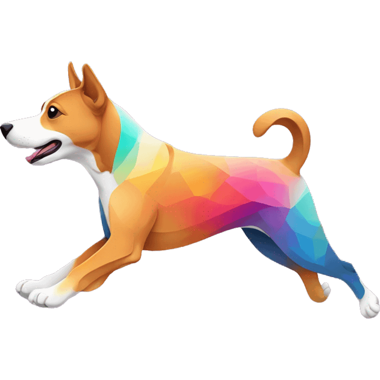 Vector art of a dog running made of vector multicoloured gradient shapes abstract shapes vector art emoji