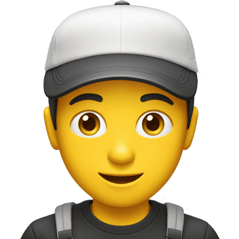 Niño blanco saludndo con gorra amarilla emoji