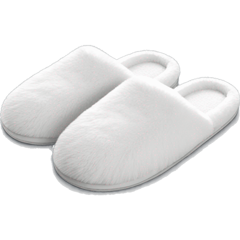 Luxury fuzzy white spa hotel slippers emoji