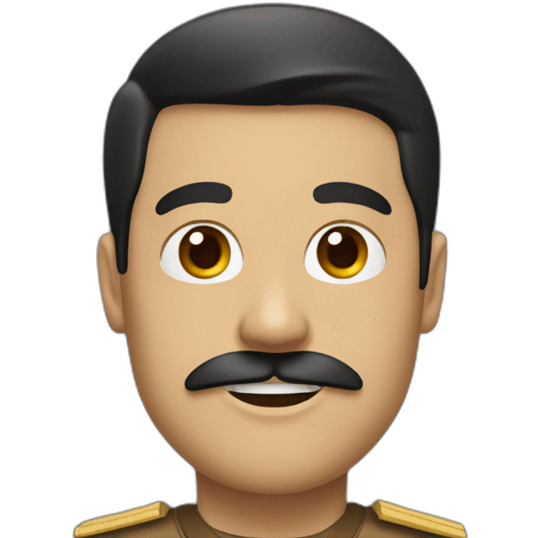 Guy in a brown uniform with toothbrush moustache and side part black hair emoji