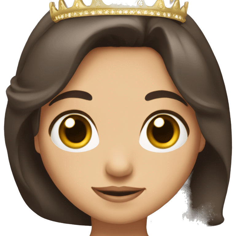 dark hair and eyes princess with tiara and brown bob emoji