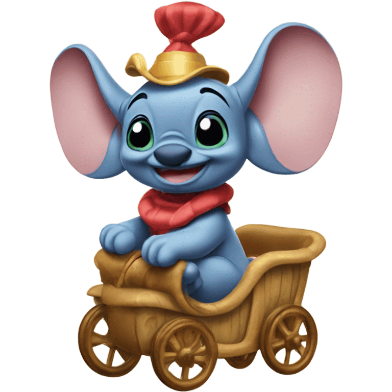 Stitch riding dumbo emoji