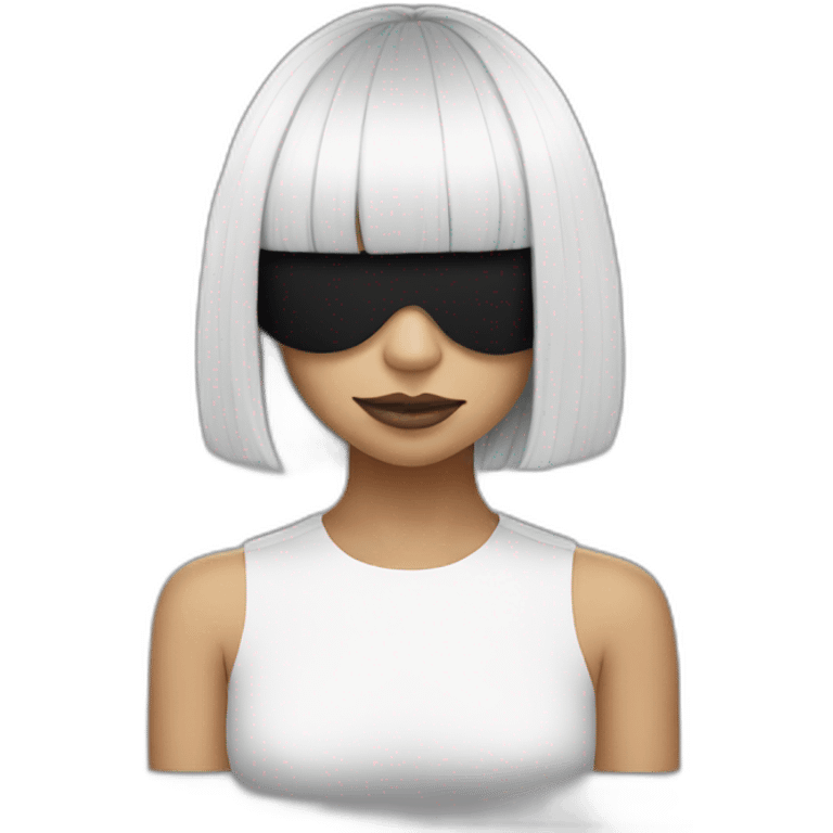 Sia with a black and white wig covering her eyes emoji