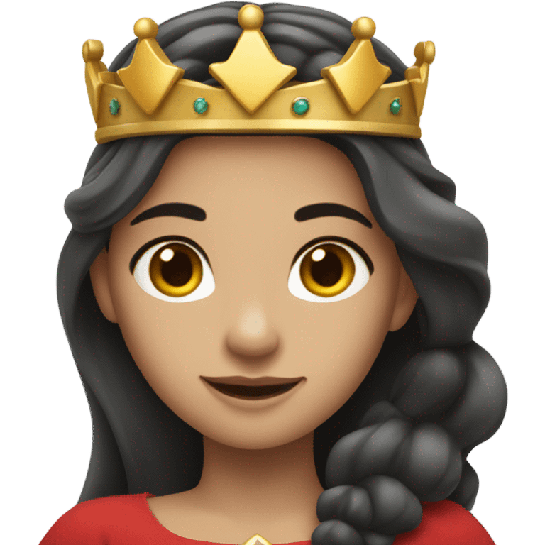 Princess- Fair skin- Long dark hair- crown- red dress  emoji