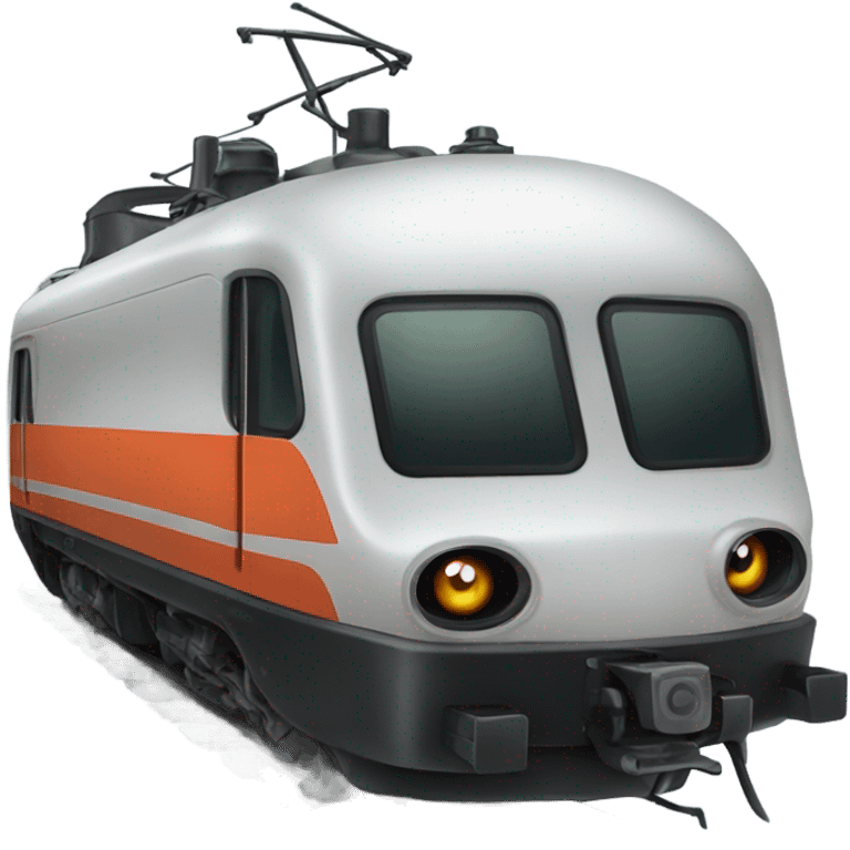 A electric locomotive was with black oval eyes  emoji