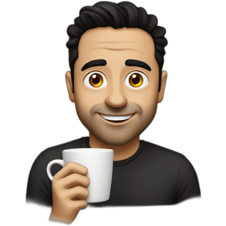 Xavi el cantante con un café emoji