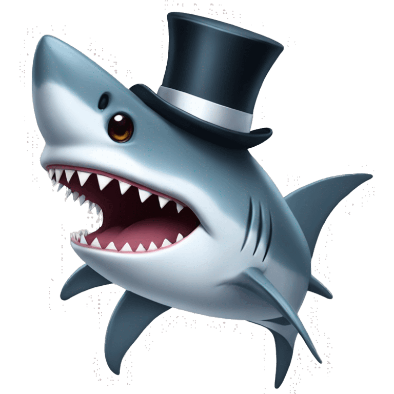 Shark with a top hat emoji